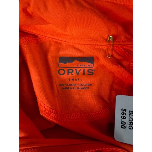 Orvis Mens Drirelease 1/4 Zip Long Sleeve Shirt Orange UV Protection Small - Picture 6 of 8